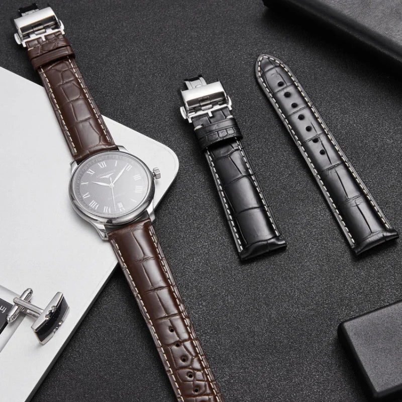 WatchesMate alligator-textured leather strap for Longines