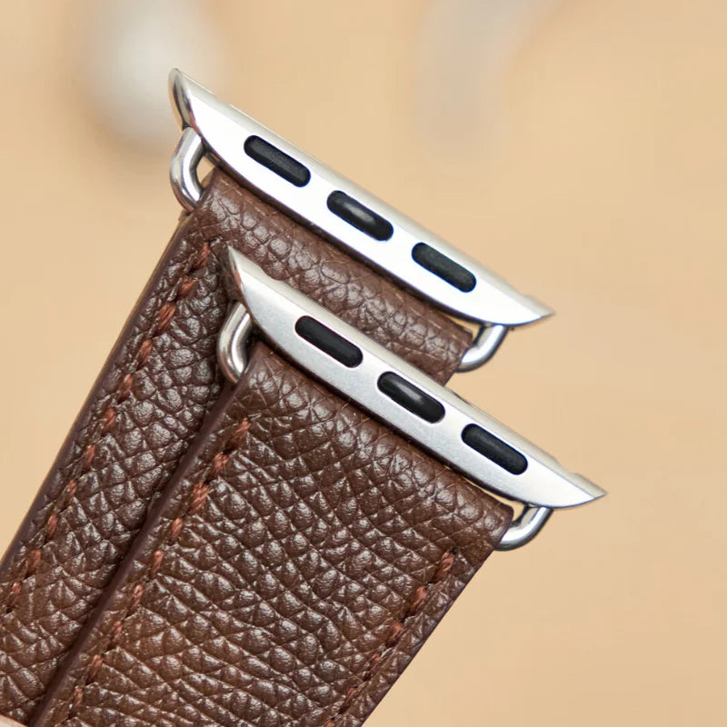 Handcrafted caramel Epsom leather Apple Watch strap for Apple Watch Series 10 42 mm
