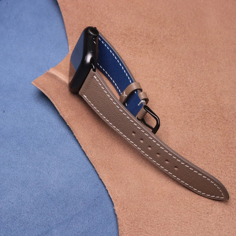 Handcrafted blue Sully leather Apple Watch strap for Apple Watch Series 7 41 mm
