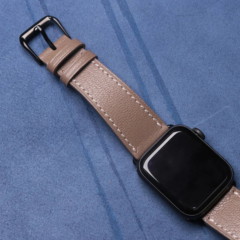 Handcrafted gray Sully leather Apple Watch strap for Apple Watch Series 8 45 mm