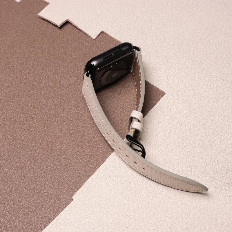 Handcrafted white Sully leather Apple Watch strap for Apple Watch Series 7 45 mm