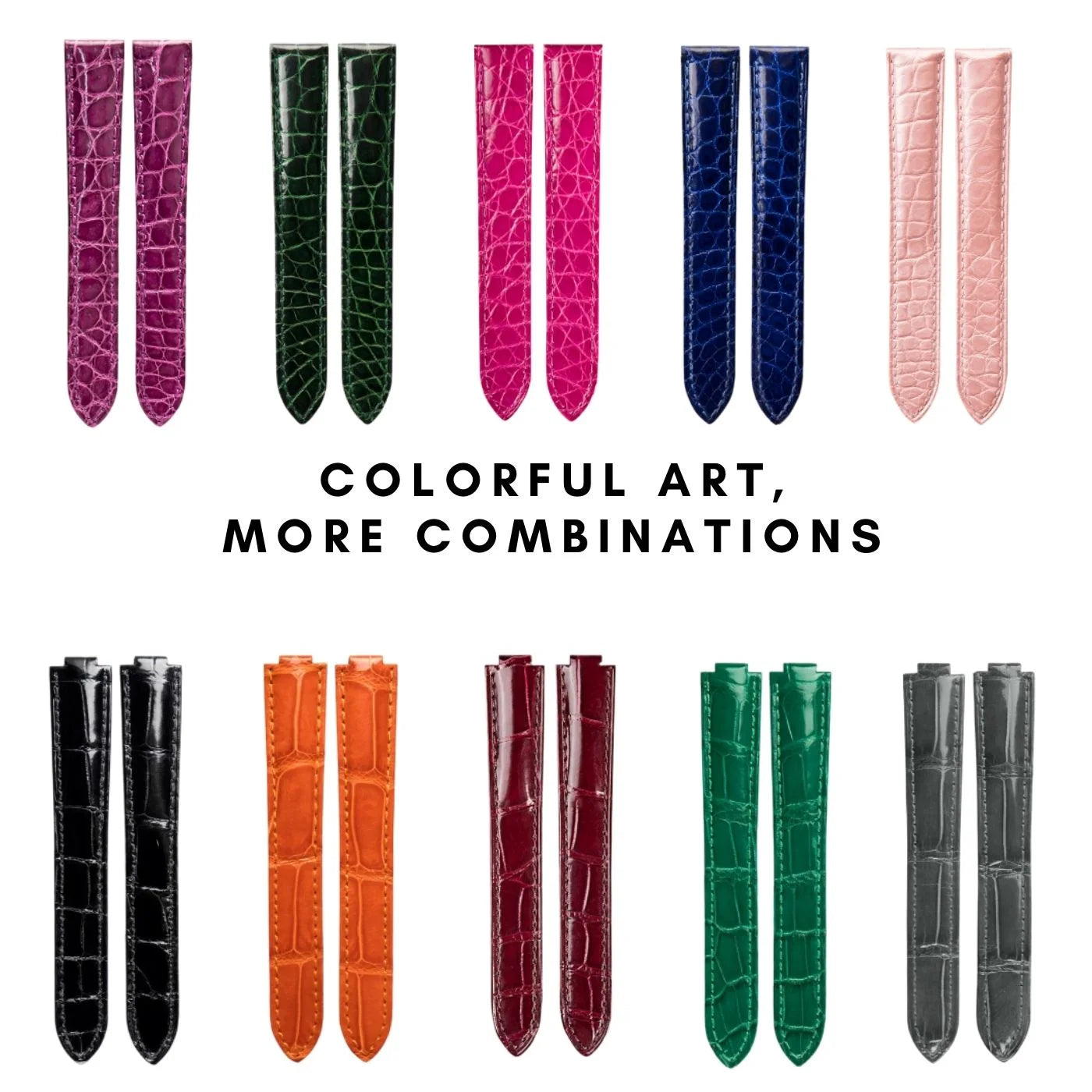 WatchesMate alligator-textured leather watch strap compatible with Cartier Tank, featuring premium craftsmanship