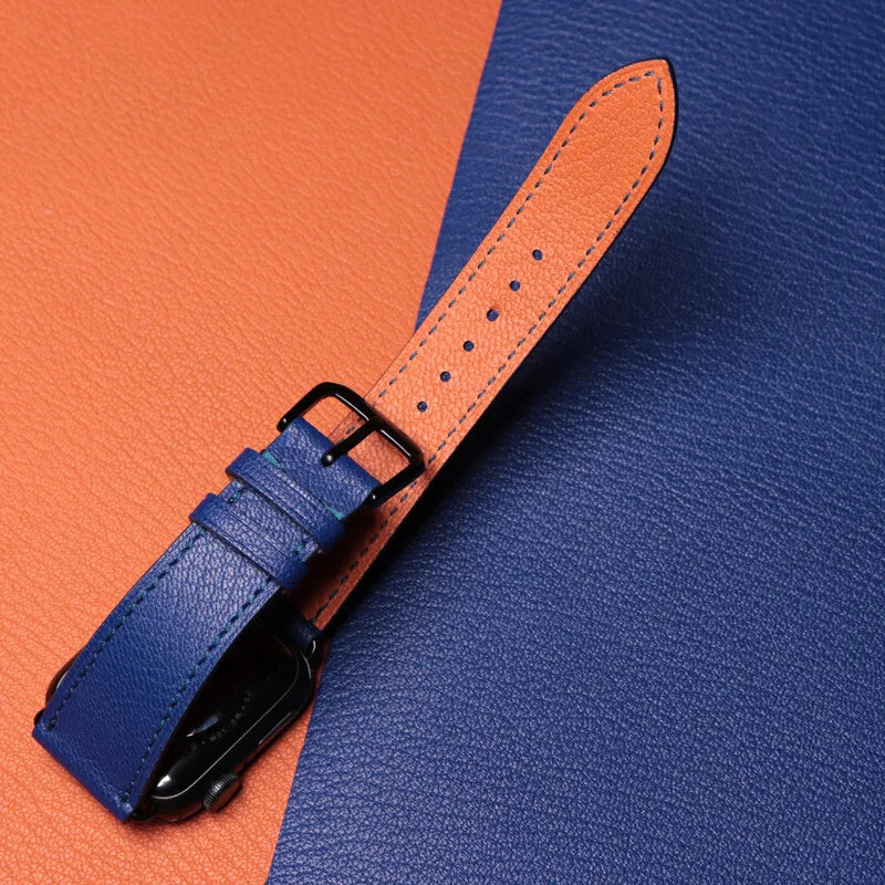 Handcrafted navy blue Sully leather Apple Watch strap for Apple Watch Series 10 42 mm