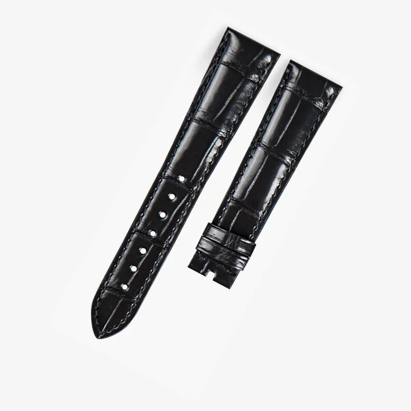 WatchesMate black alligator-textured leather strap for Zenith.