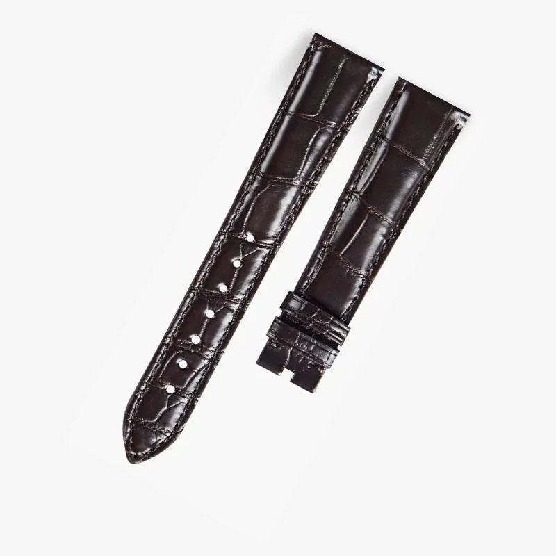 WatchesMate dark brown alligator-textured leather strap compatible with Zenith watches — premium craftsmanship, classic texture, and elegant wrist presence
