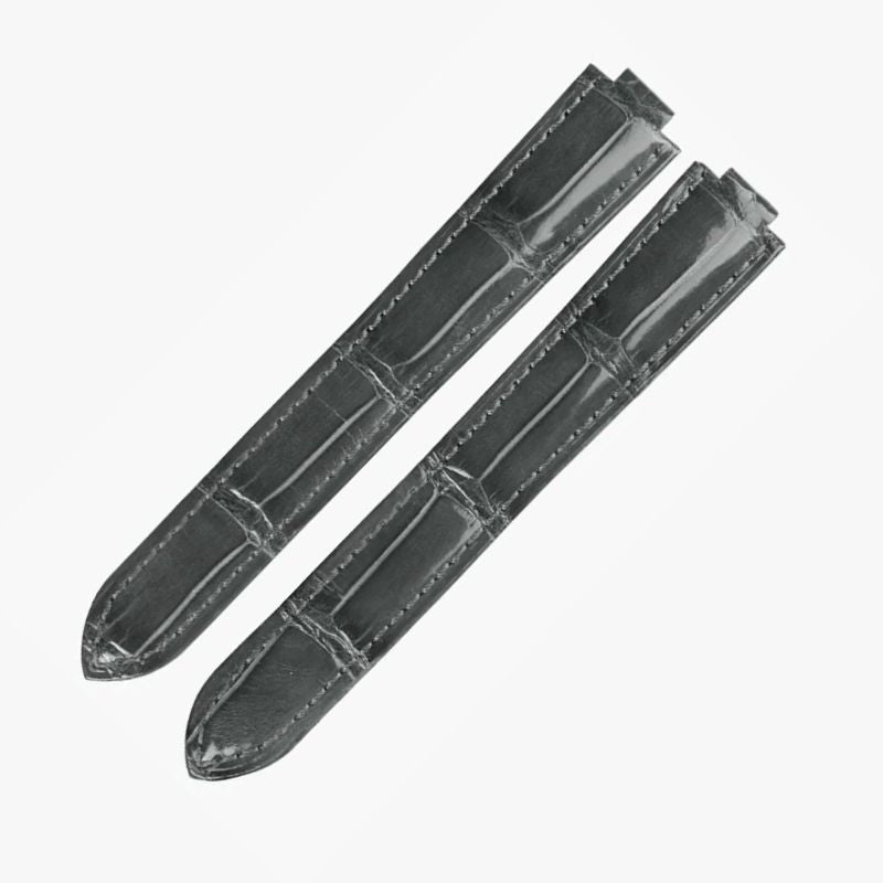 WatchesMate gray alligator-textured leather strap compatible with Cartier Ballon Bleu watches, emphasizing minimalist modern style