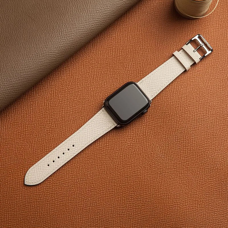 Handmade white Epsom leather Apple Watch strap for Apple Watch Series 10 42 mm
