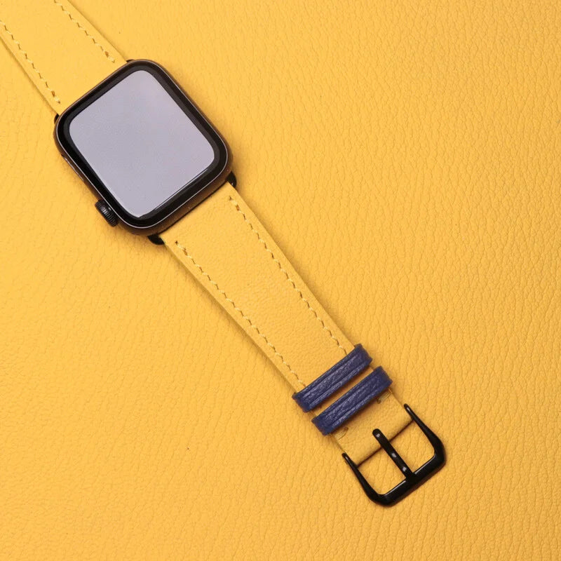 Handcrafted navy blue Sully leather Apple Watch strap for Apple Watch Series 9 41 mm