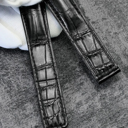 Black alligator leather strap compatible with TAG Heuer watches