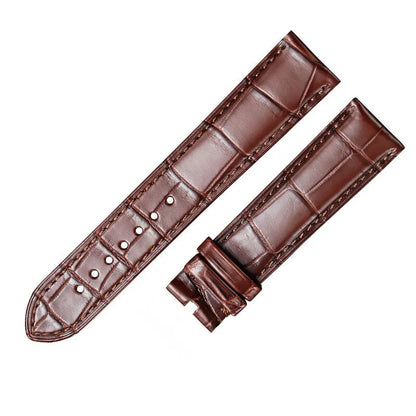 Brown alligator-textured leather watch strap by WatchesMate, compatible with multiple watch models