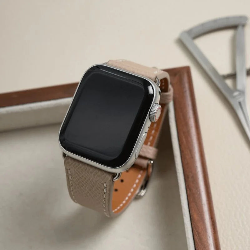 Handmade gray Epsom leather Apple Watch strap for Apple Watch Series 9 41 mm