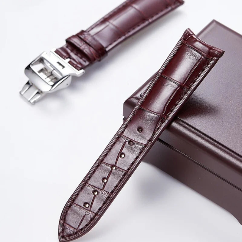 Brown alligator-textured leather strap compatible with Jaeger-LeCoultre Master watches