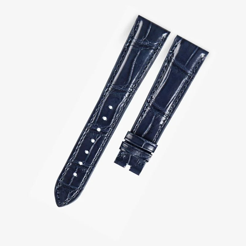 WatchesMate blue alligator-textured leather strap compatible with Zenith watches — premium craftsmanship, classic texture, and elegant wrist presence