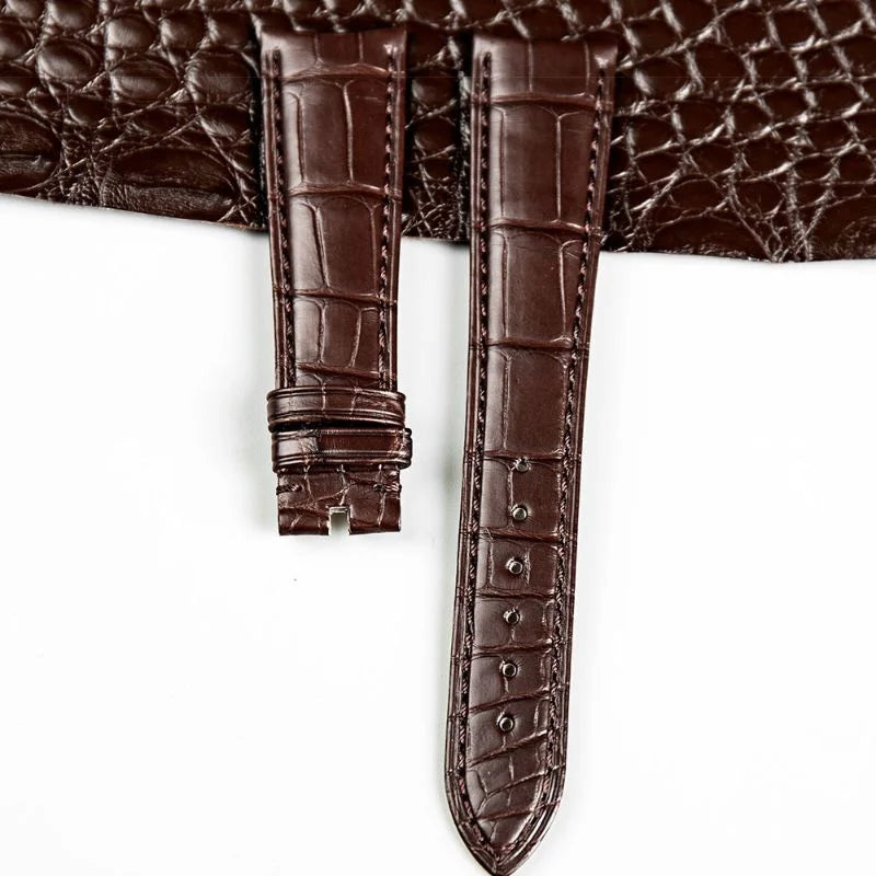 WatchesMate brown alligator-textured leather strap compatible with Rolex watches — elegant texture, handcrafted quality, and refined everyday comfort