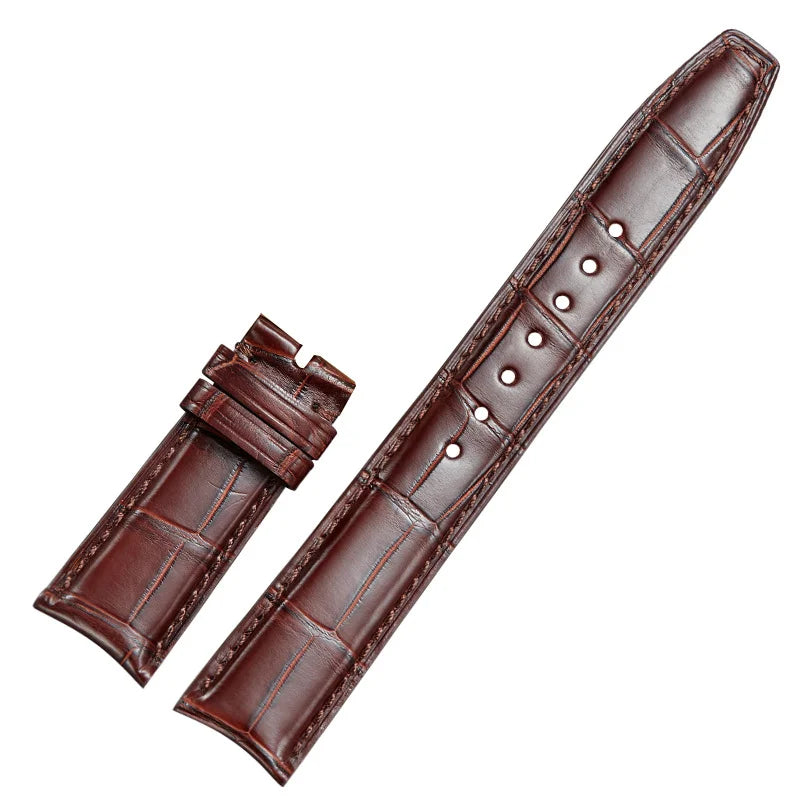 WatchesMate brown alligator-textured leather strap compatible with IWC Portugieser
