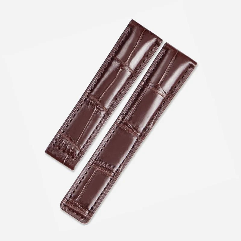 Brown alligator-textured leather strap by WatchesMate, compatible with TAG Heuer watches