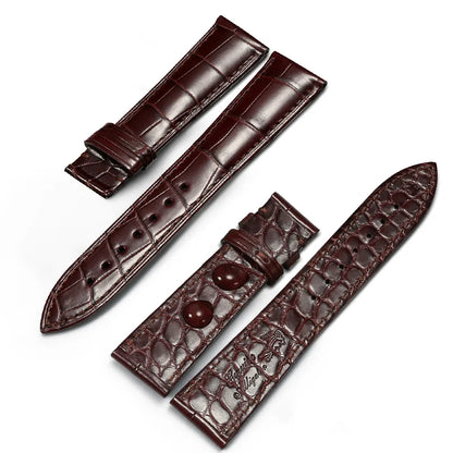WatchesMate brown dual-sided alligator-textured leather watch strap