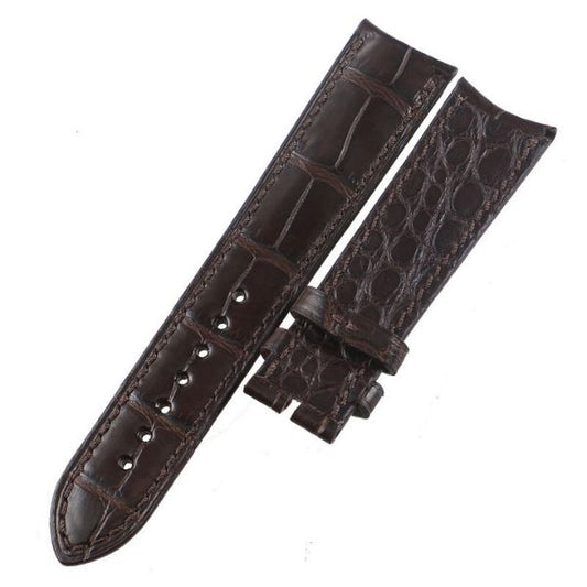 WatchesMate matte deep-brown alligator-textured leather watch strap — compatible with Vacheron Constantin timepieces, crafted for understated elegance