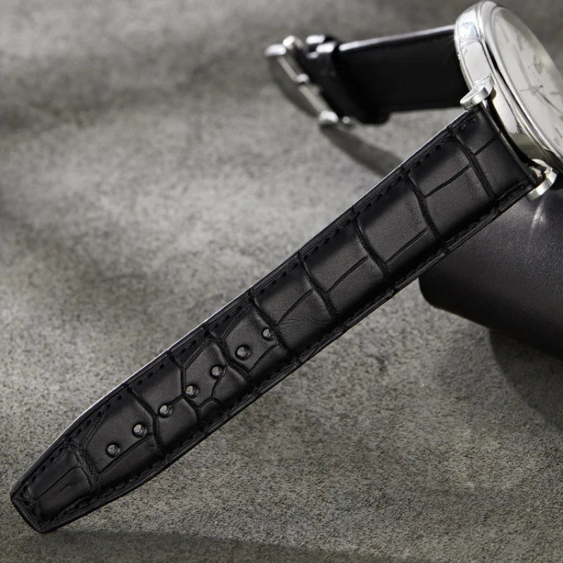 Premium crocodile-textured leather strap — compatible with IWC watches, combining durability, style, and refined comfort