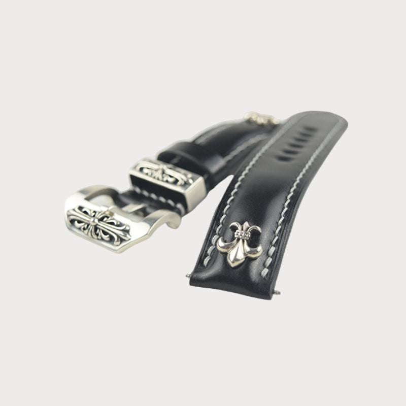Custom black watch strap in Shell Cordovan