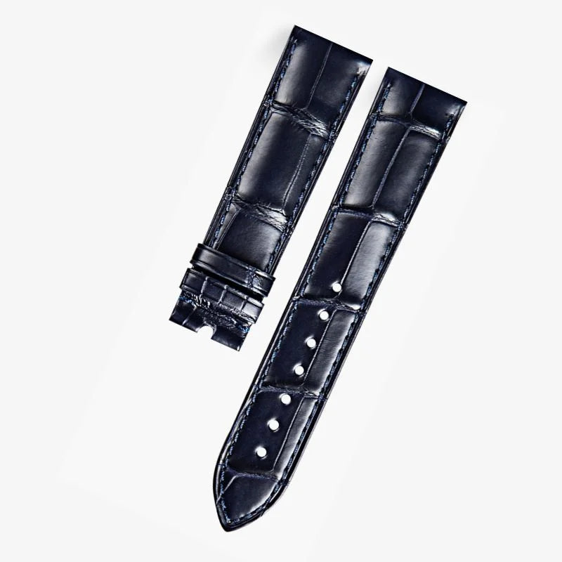 Premium alligator-textured leather strap, compatible with Omega De Ville models. Elegant design and refined craftsmanship by WatchesMate