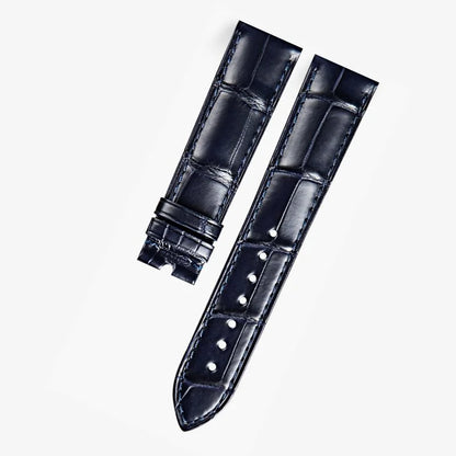 Premium alligator-textured leather strap, compatible with Omega De Ville models. Elegant design and refined craftsmanship by WatchesMate