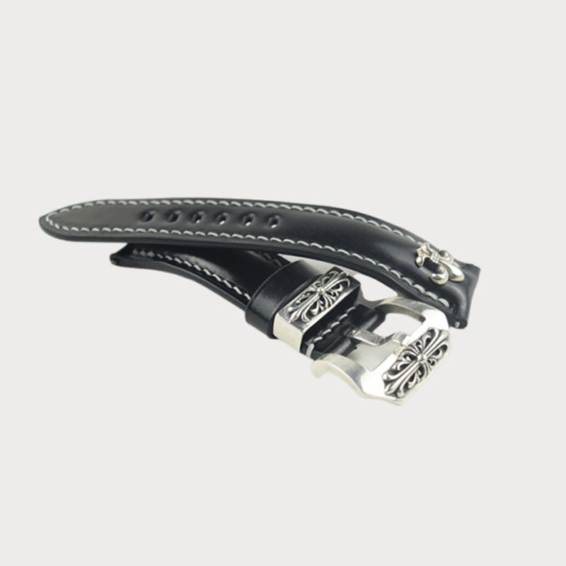 Handcrafted black shell cordovan watch strap