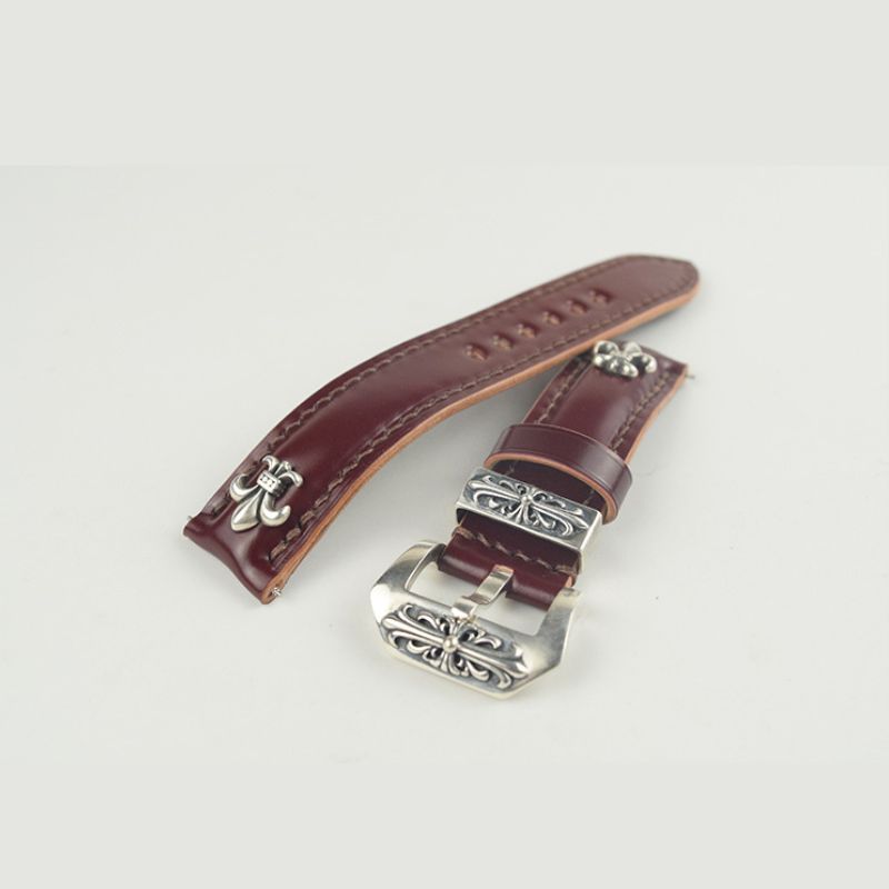 Handcrafted watch strap in maroon Shell Cordovan